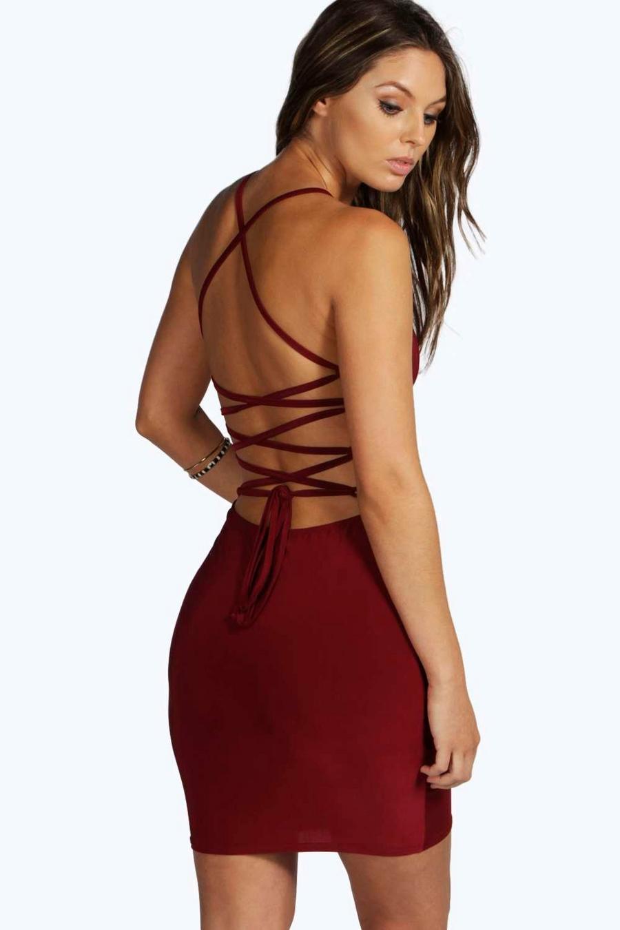 Berry Slinky Strappy Bodycon Dress image number 1