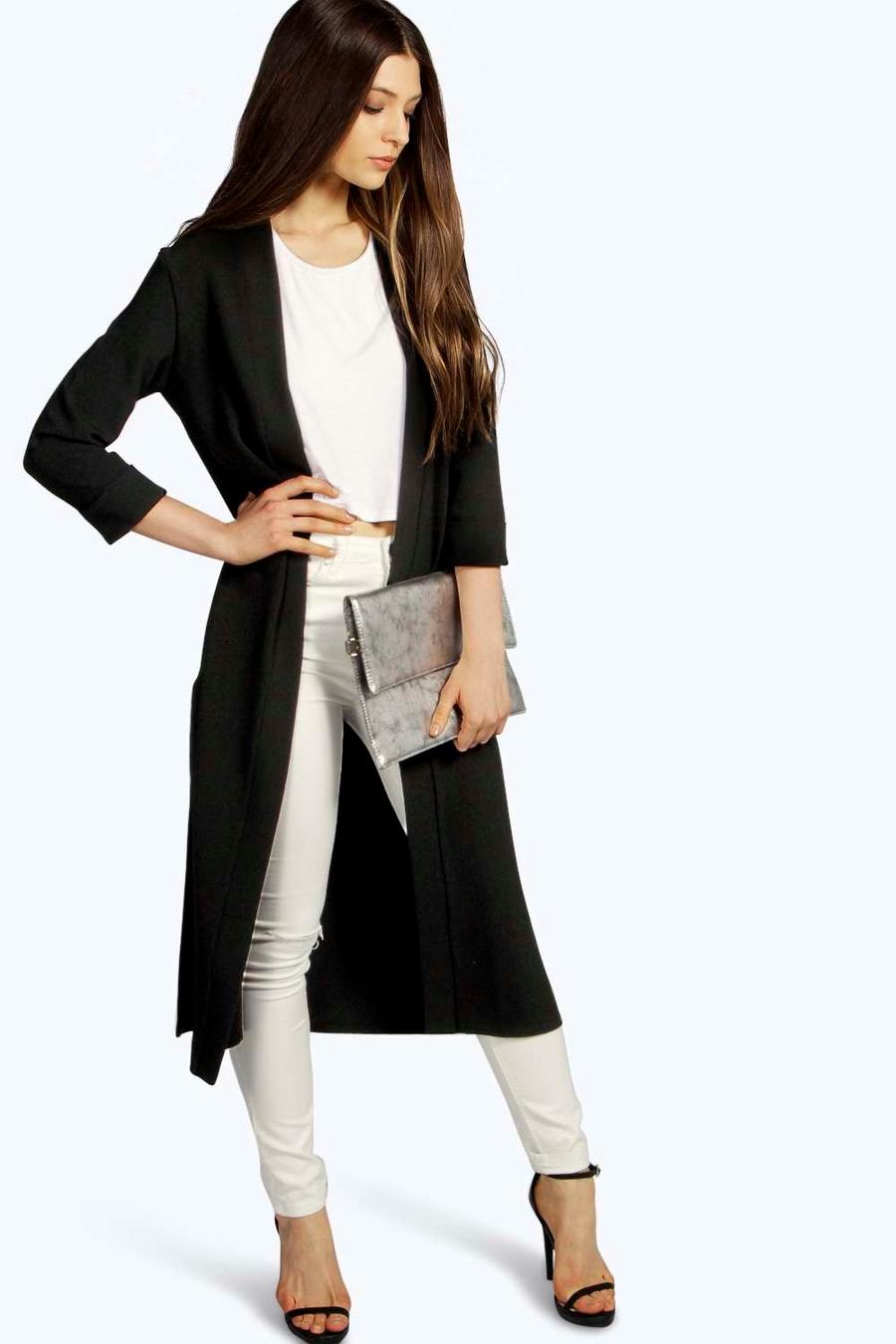 Black Turn Up Cuff Duster Coat image number 1