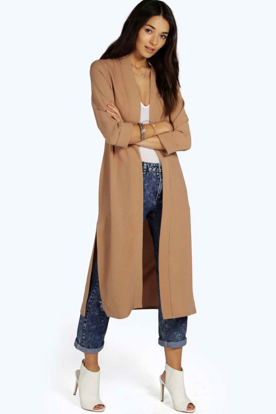 Camel Turn Up Cuff Duster Coat image number 1