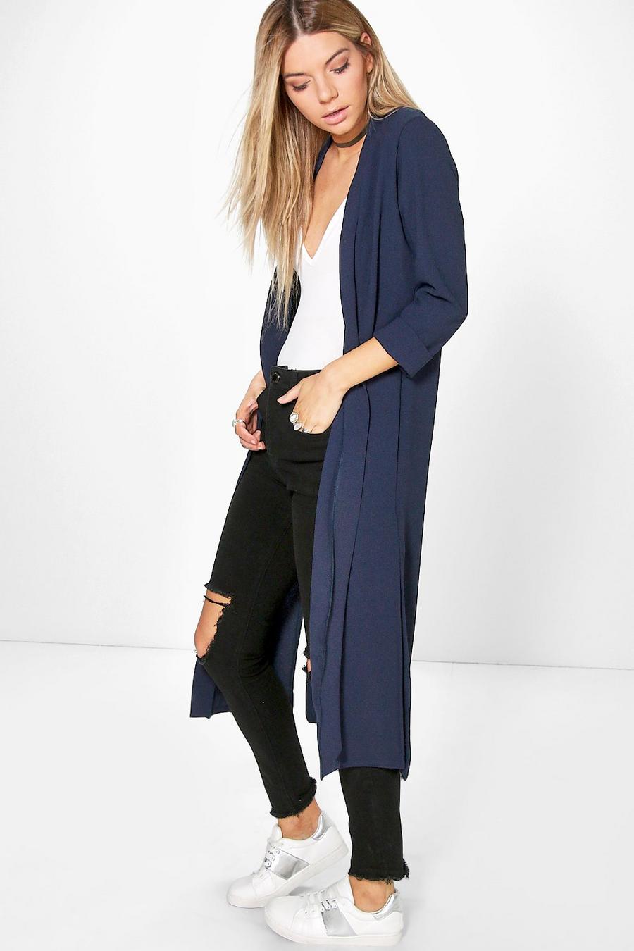 Navy Turn Up Cuff Duster Coat image number 1