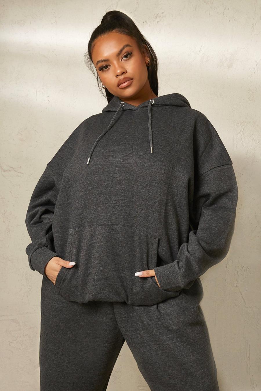 Charcoal Recycled Plus Basic Oversized Hoodie