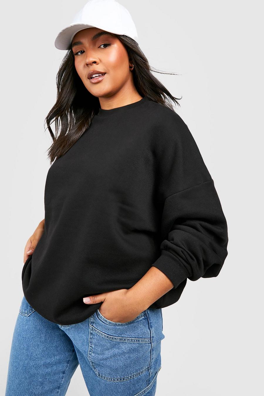 Plus Basic Oversize Sweatshirt, Black