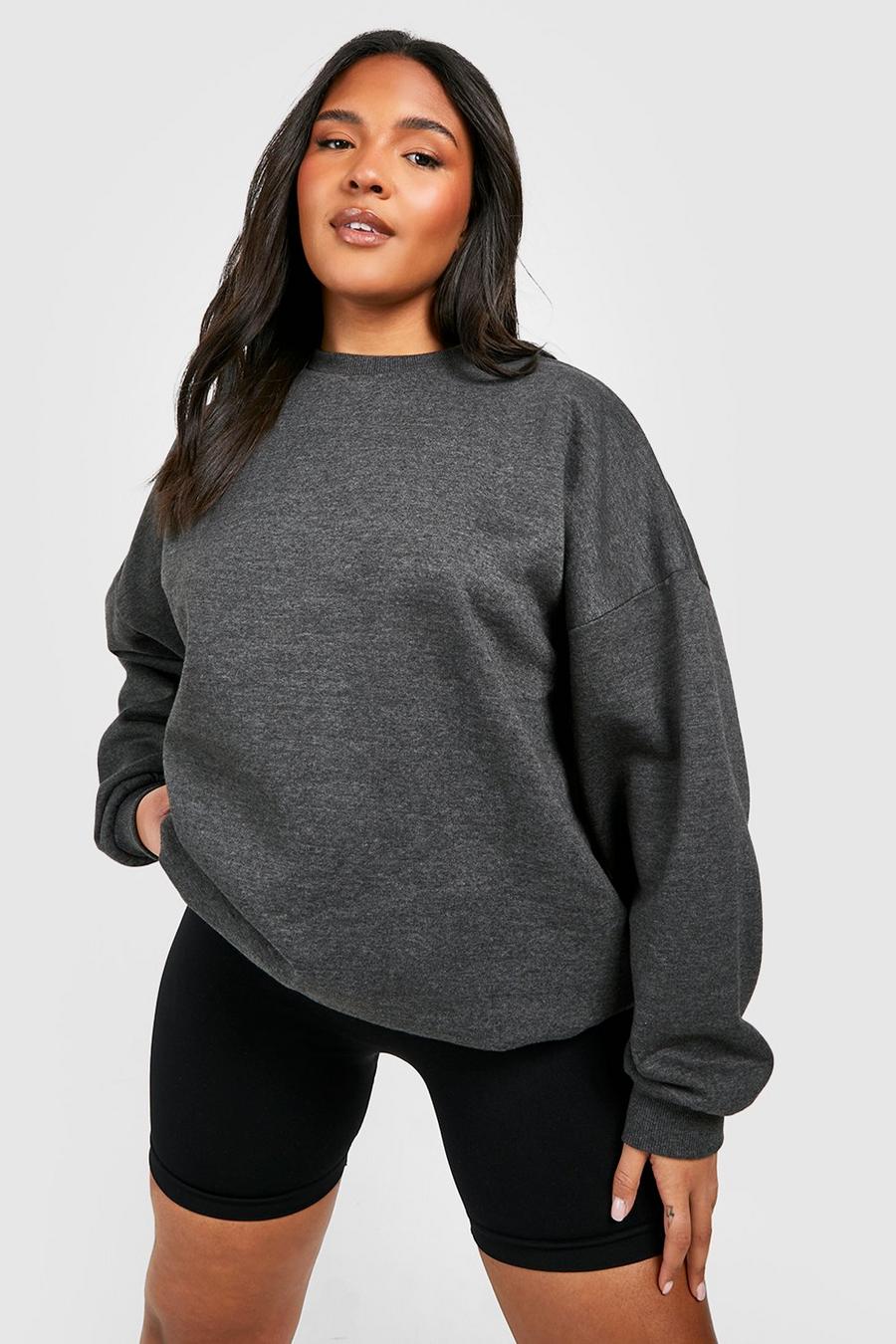 Charcoal grey Plus Basic Oversized Sweatshirt