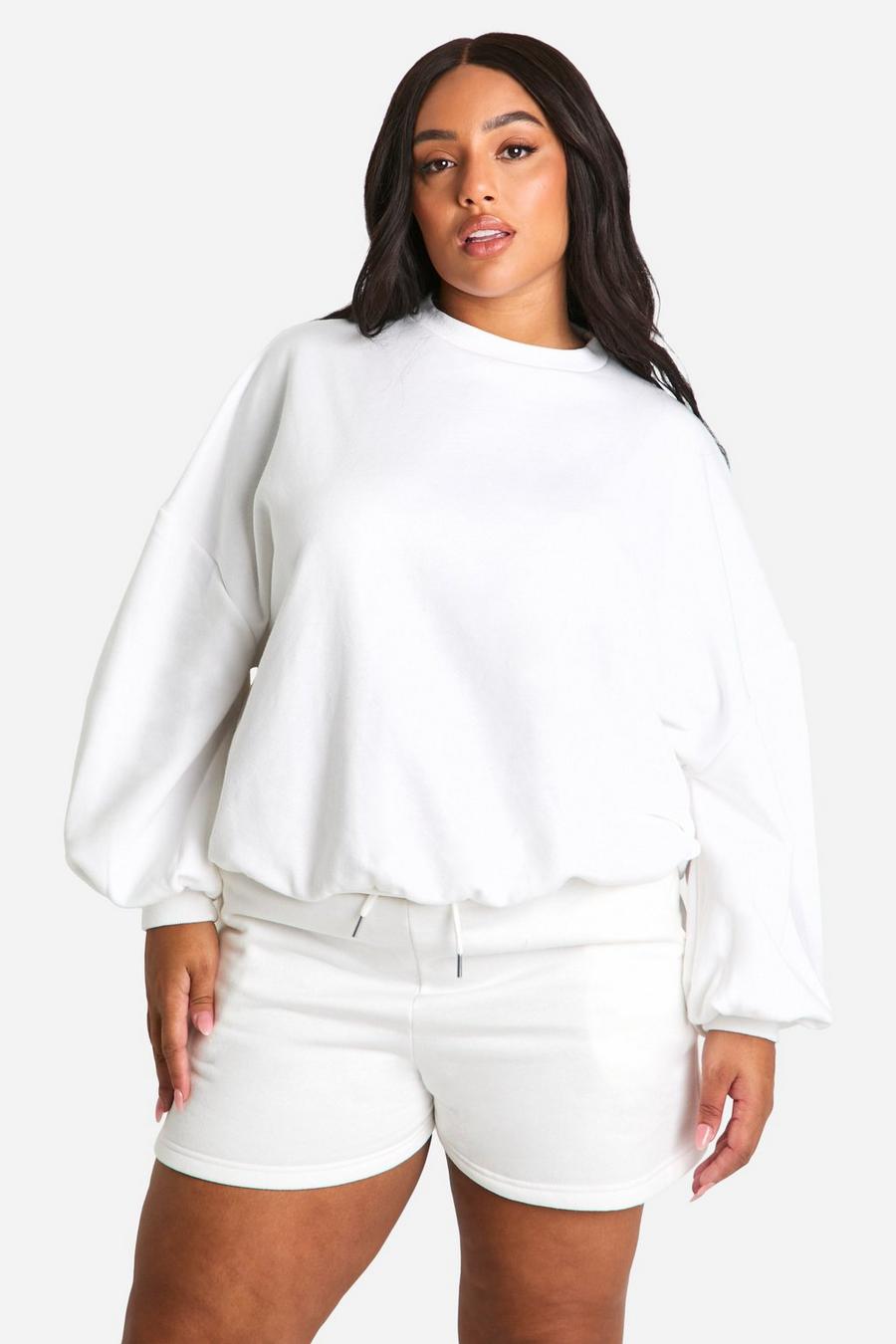 Felpa Plus Size oversize Basic , White