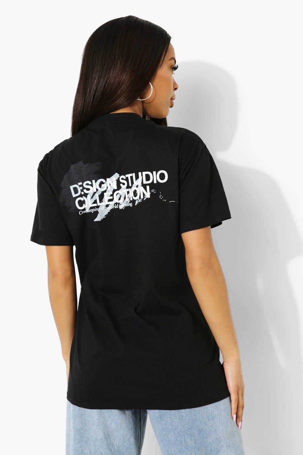 T-Shirts Black Studio Collection Back Print T Shirt