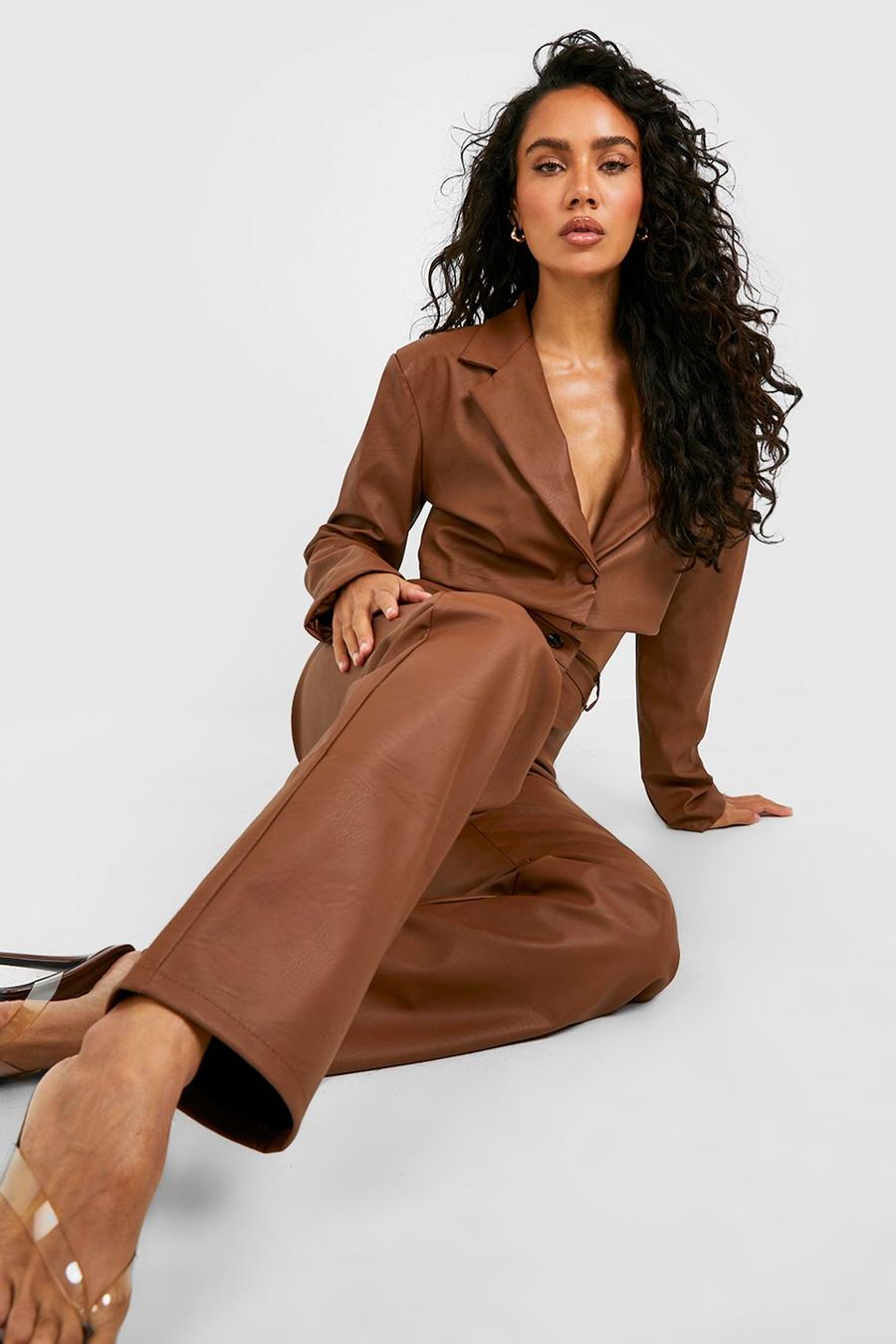 Chocolate Wide Leg Faux Leather Pants