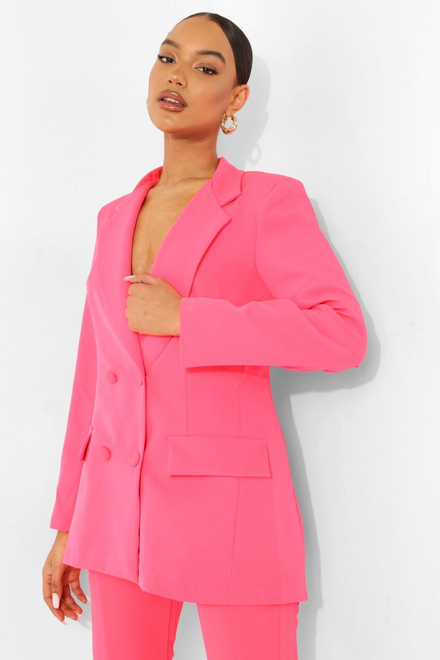 Neon-coral Neon Double Breasted Tailored Blazer image number 1
