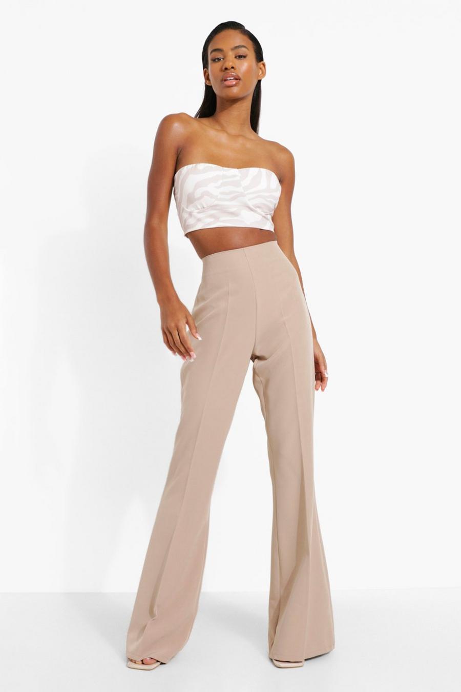 Camel Fit & Flare Tailored Pants