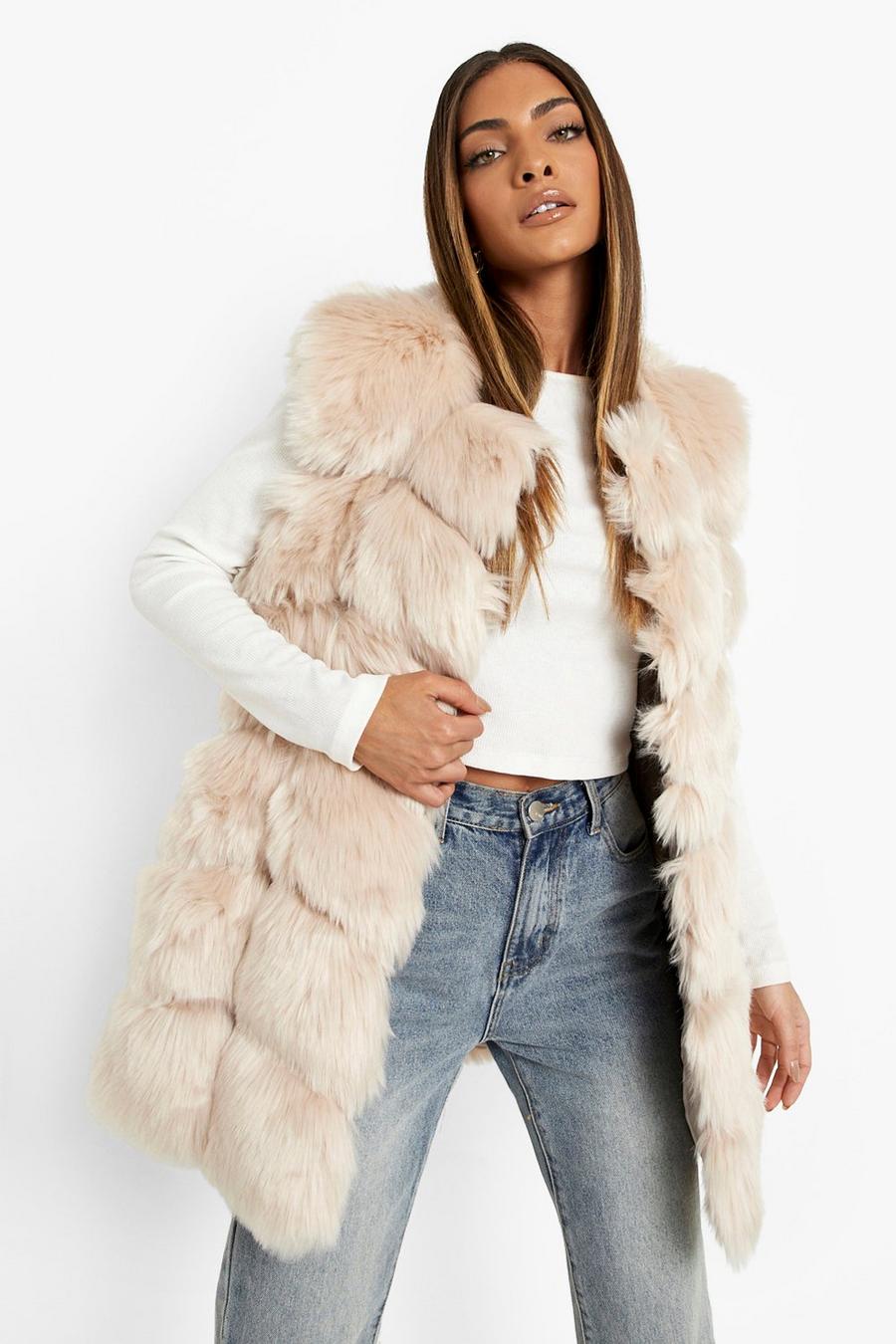 Stone Luxe Paneled Faux Fur Vest image number 1
