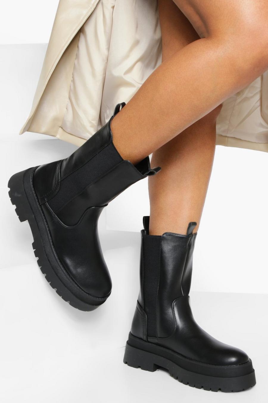 Wide Fit Chunky High Ankle Chelsea Boots image number 1