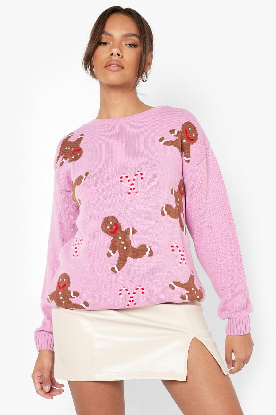 Lilac Gingerbread Christmas Sweater
