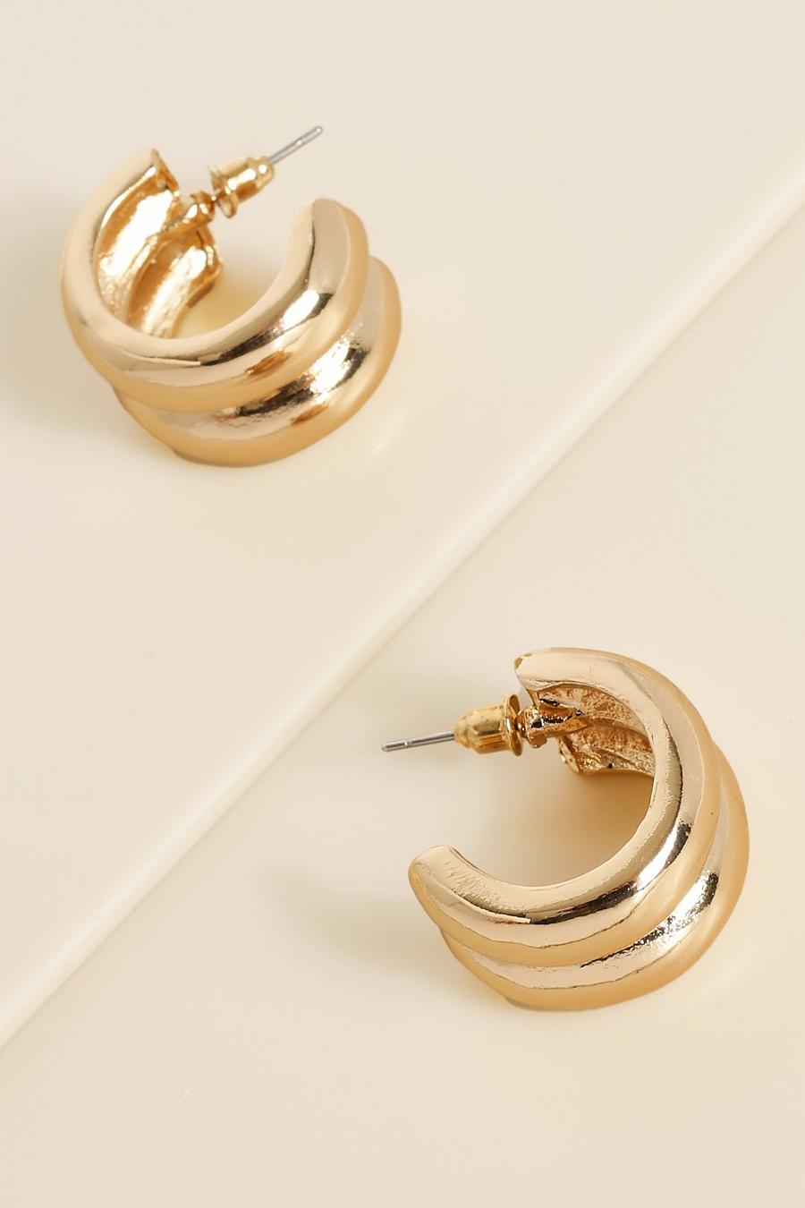 Gold Creolörhängen med två ringar 
