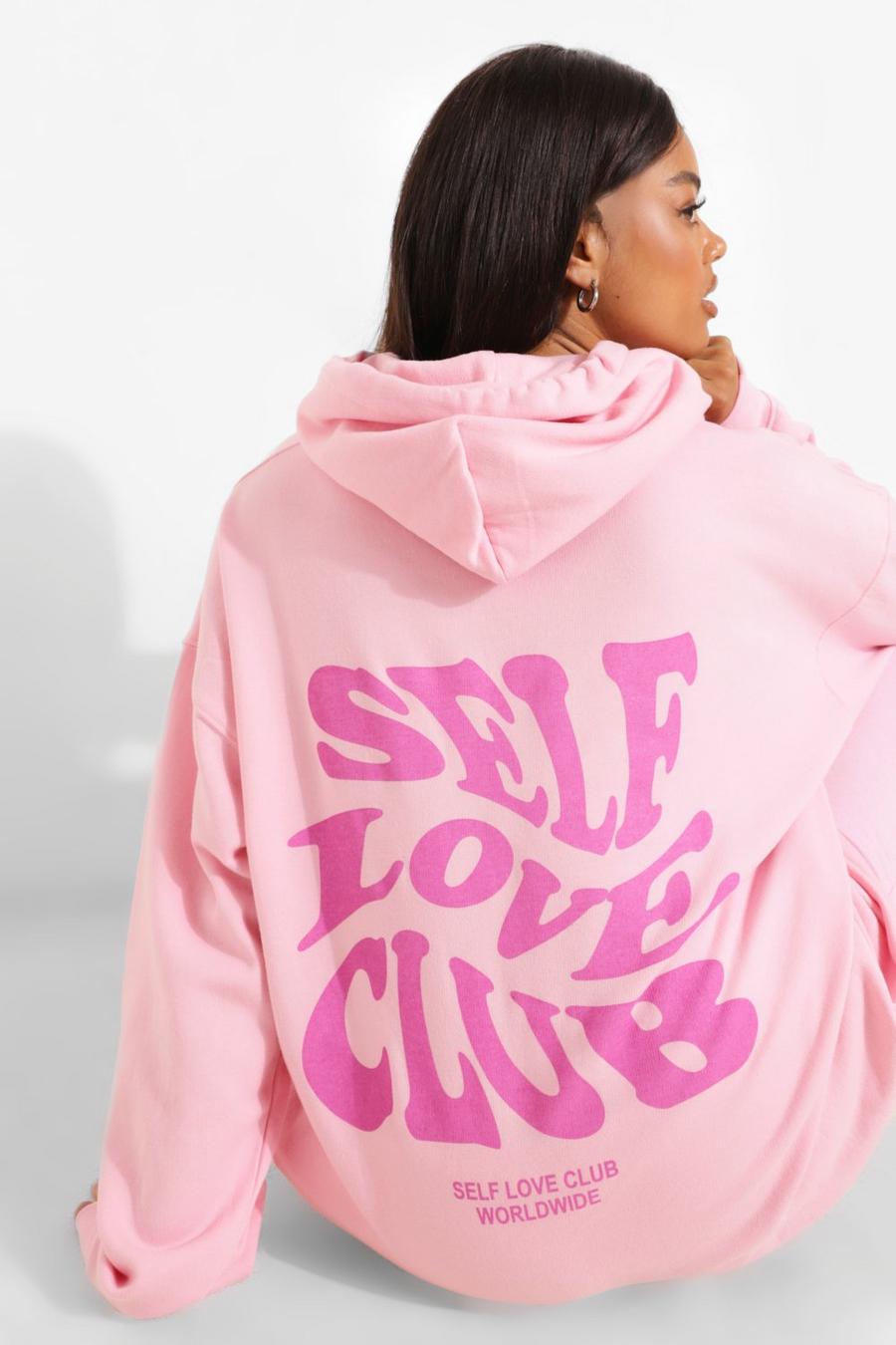 Sudadera con capucha con estampado Self Love Club, Baby pink