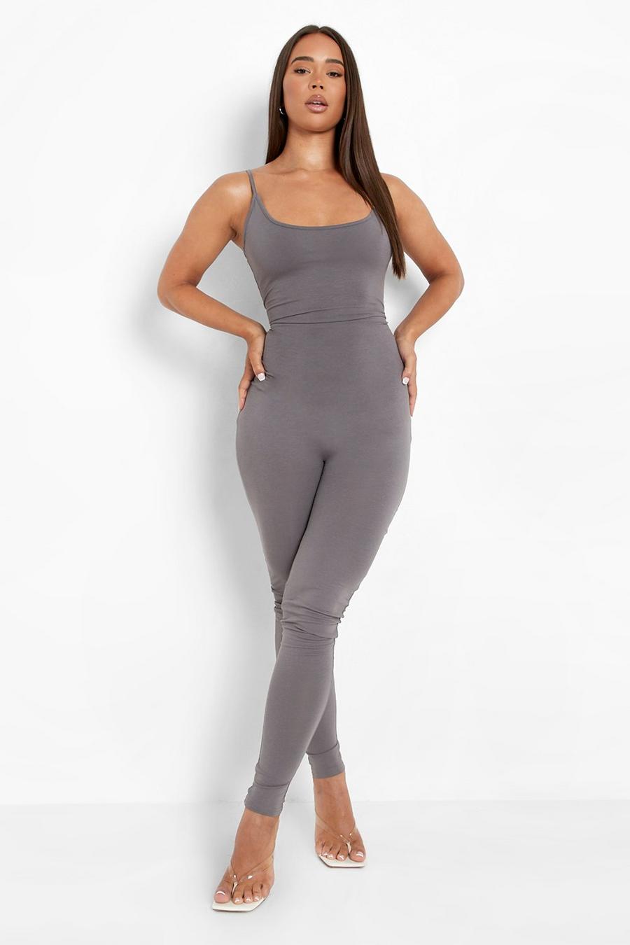 Charcoal Strappy Plunge Jumpsuit