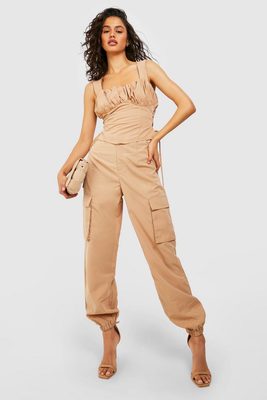 Camel Relaxed Fit Cargo Trousers