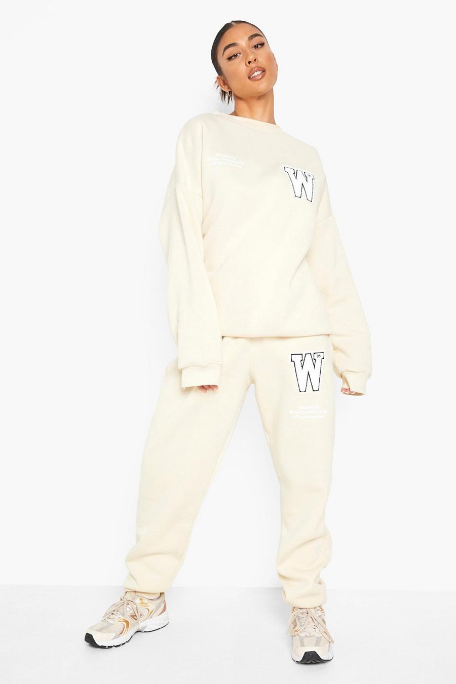Pullover-Trainingsanzug aus Frottee mit W-Applikation, Sand