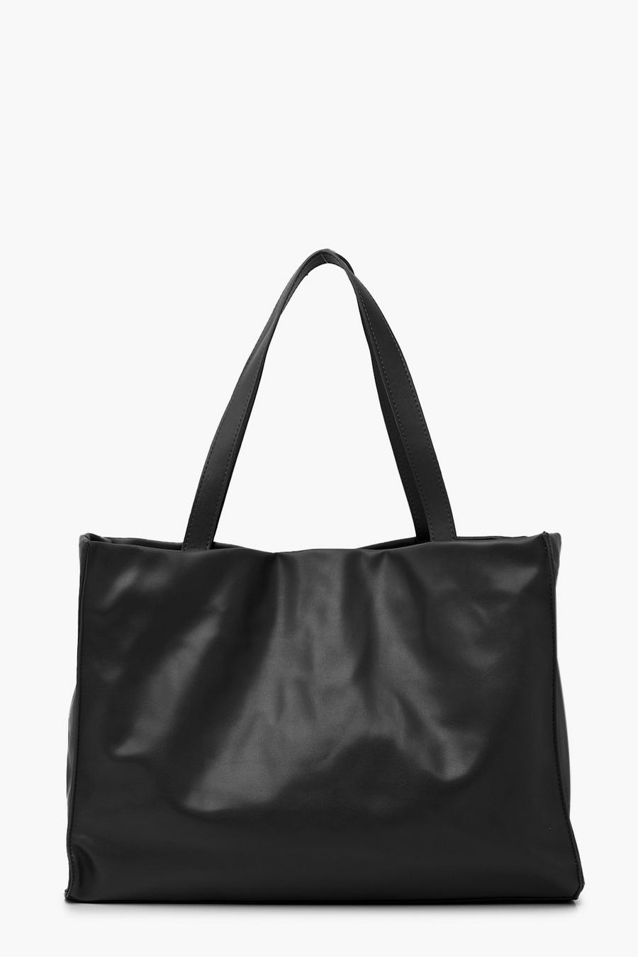 Black Soft Shopper Tote Bag image number 1
