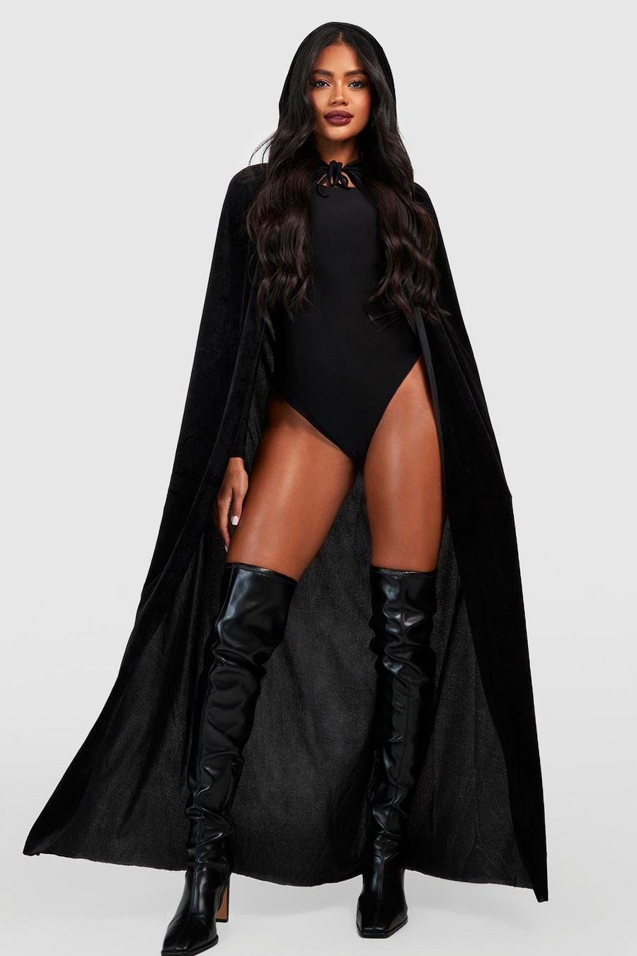 Vestido de Halloween de terciopelo con capucha, Black