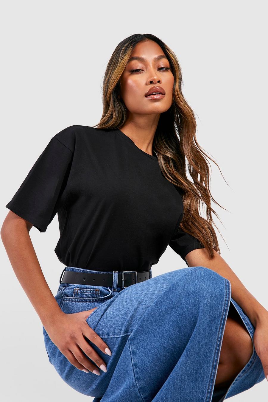 Black Basic Oversized T-Shirt Women image number 1