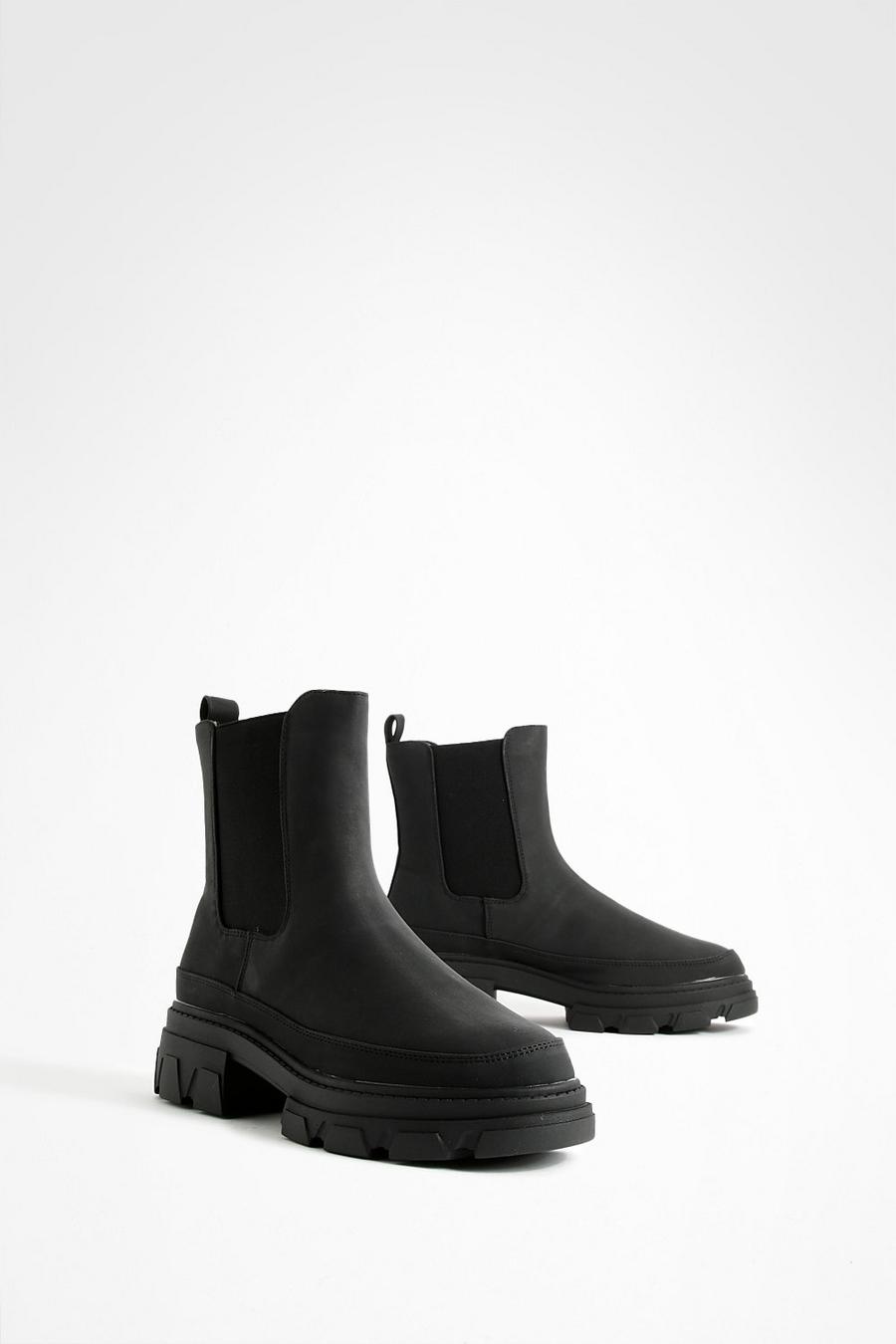 Black High Ankle Chunky Chelsea bronx Boots image number 1