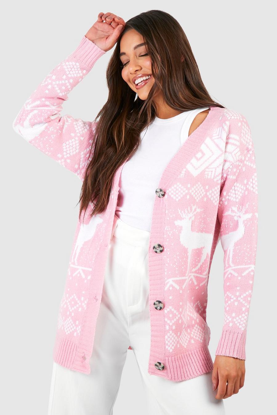 Gilet de Noël à motif tricot jacquard, Pink