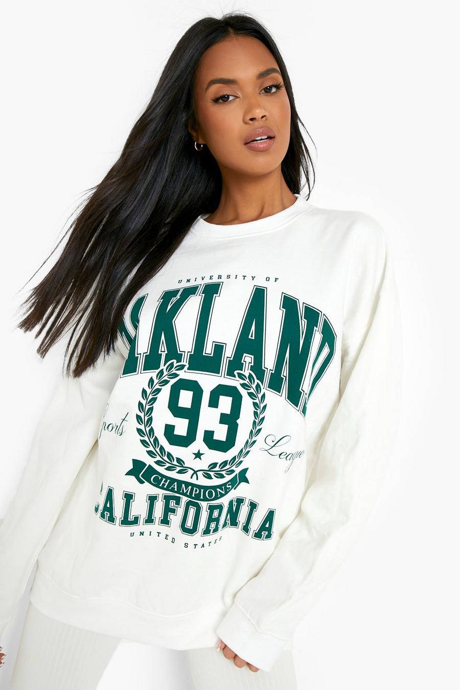 Ecru Oakland Oversize sweatshirt i varsitystil