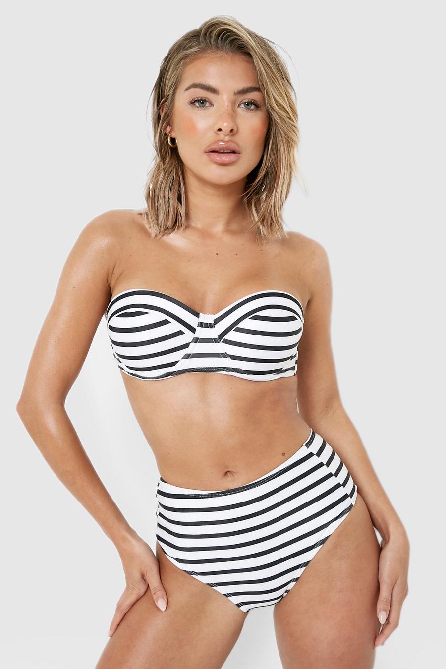 Black Nautical Padded Underwire Bikini Top
