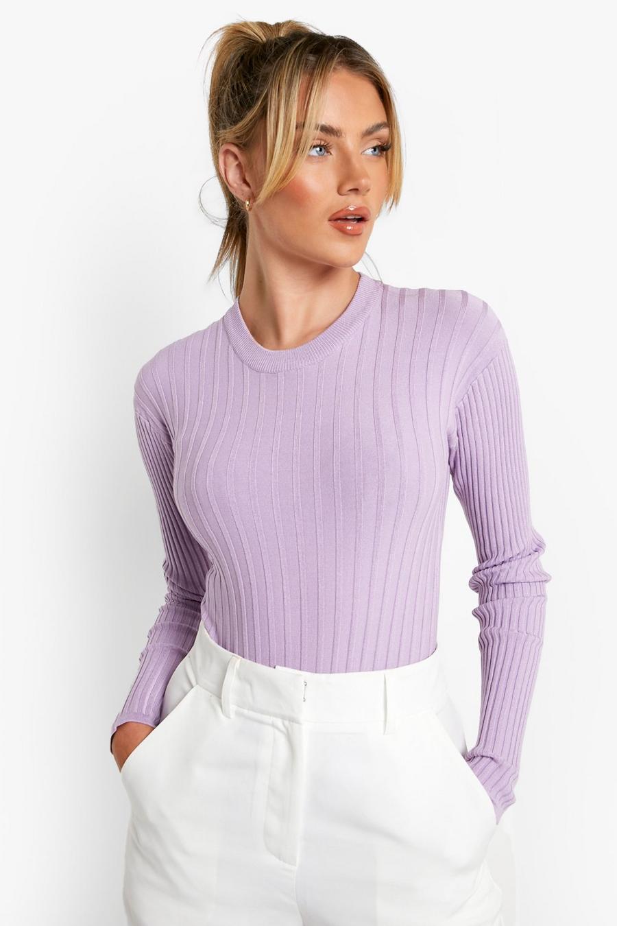 Lilac Mixed Rib Knitted Bodysuit