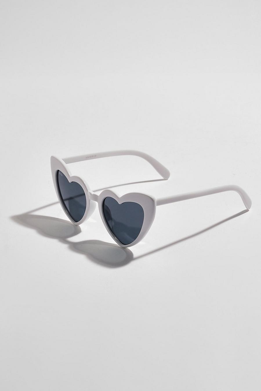Gafas de sol estilo ojo de gato con corazón Bride, White