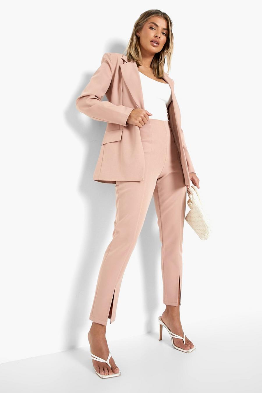 Nude Split Front Slim Fit Tailored Trousers image number 1