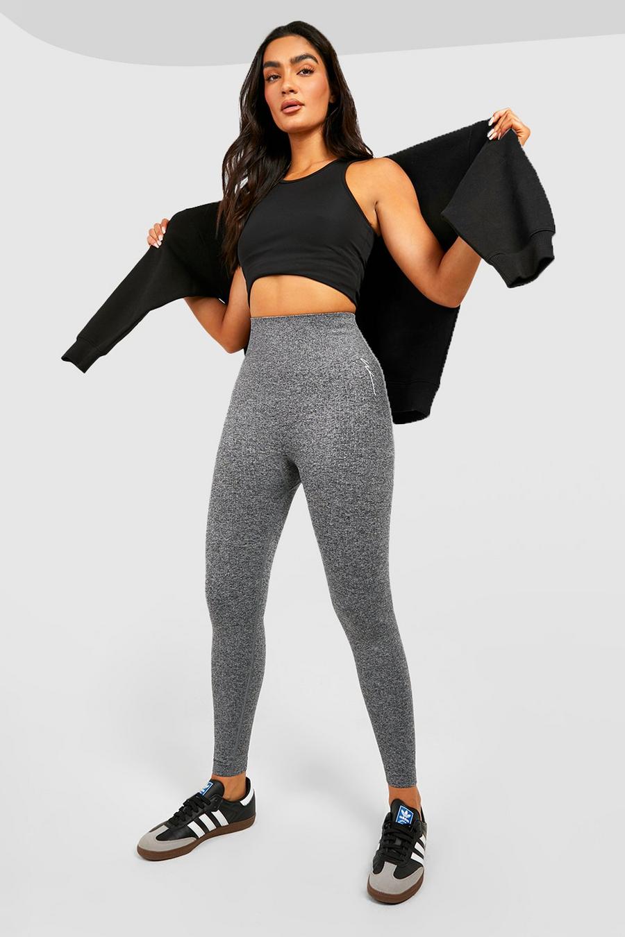 Donkergrijs Geribbelde Naadloze Fitness Leggings