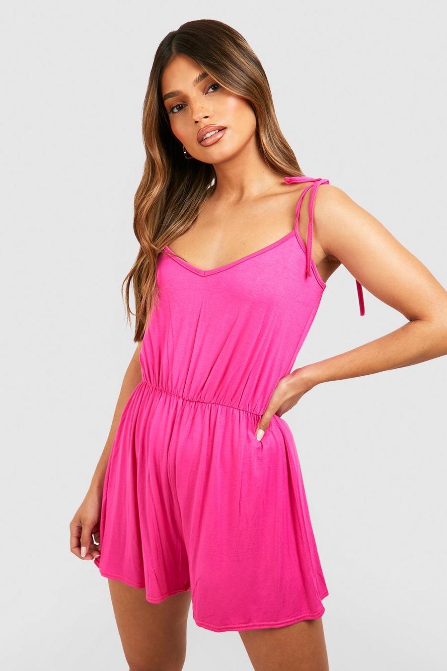 Hot pink Basic Strappy Playsuit
