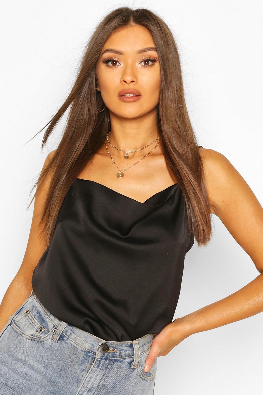 Black Cowl Neck Cami Top