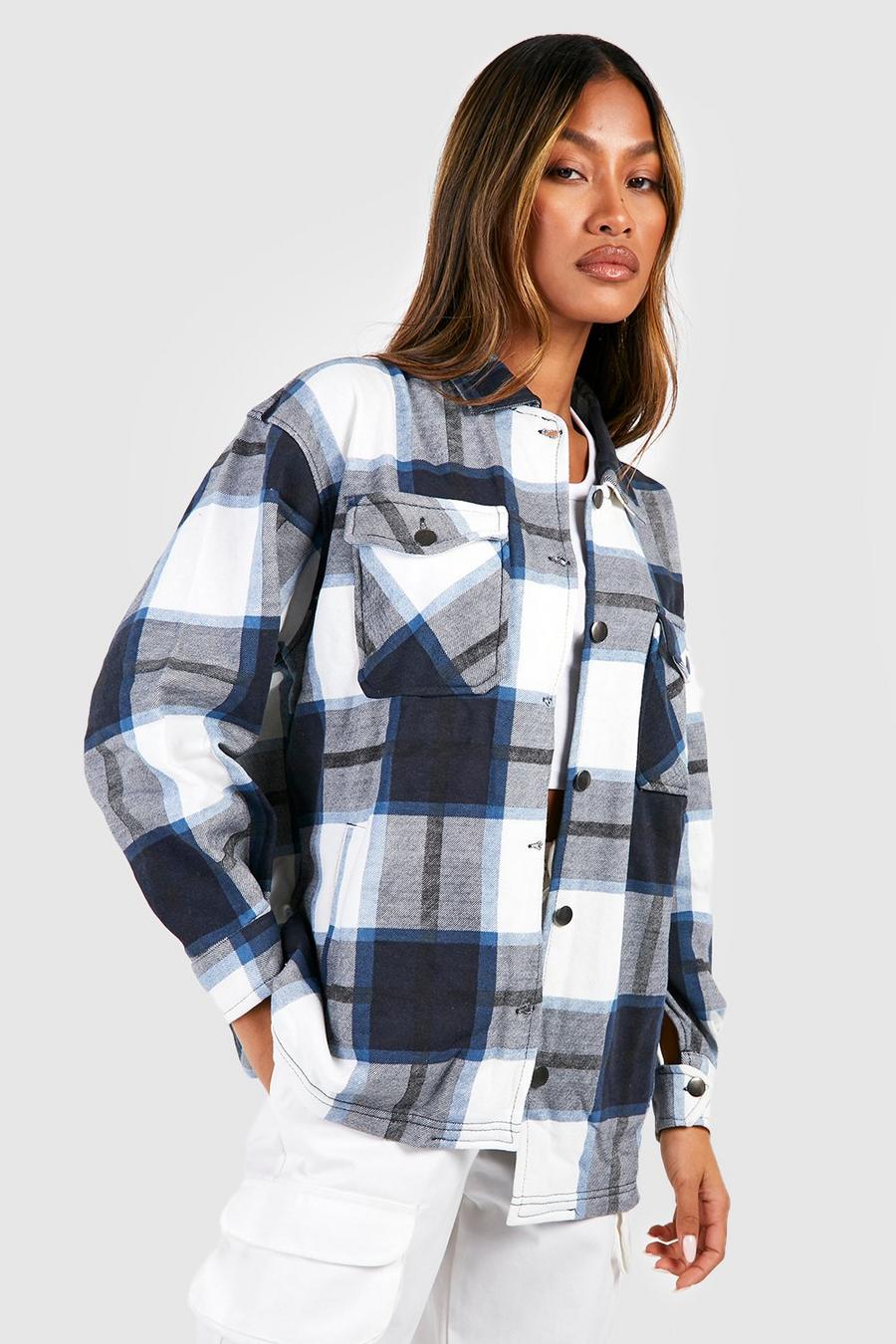Blue Tonal Flannel Trucker Jacket