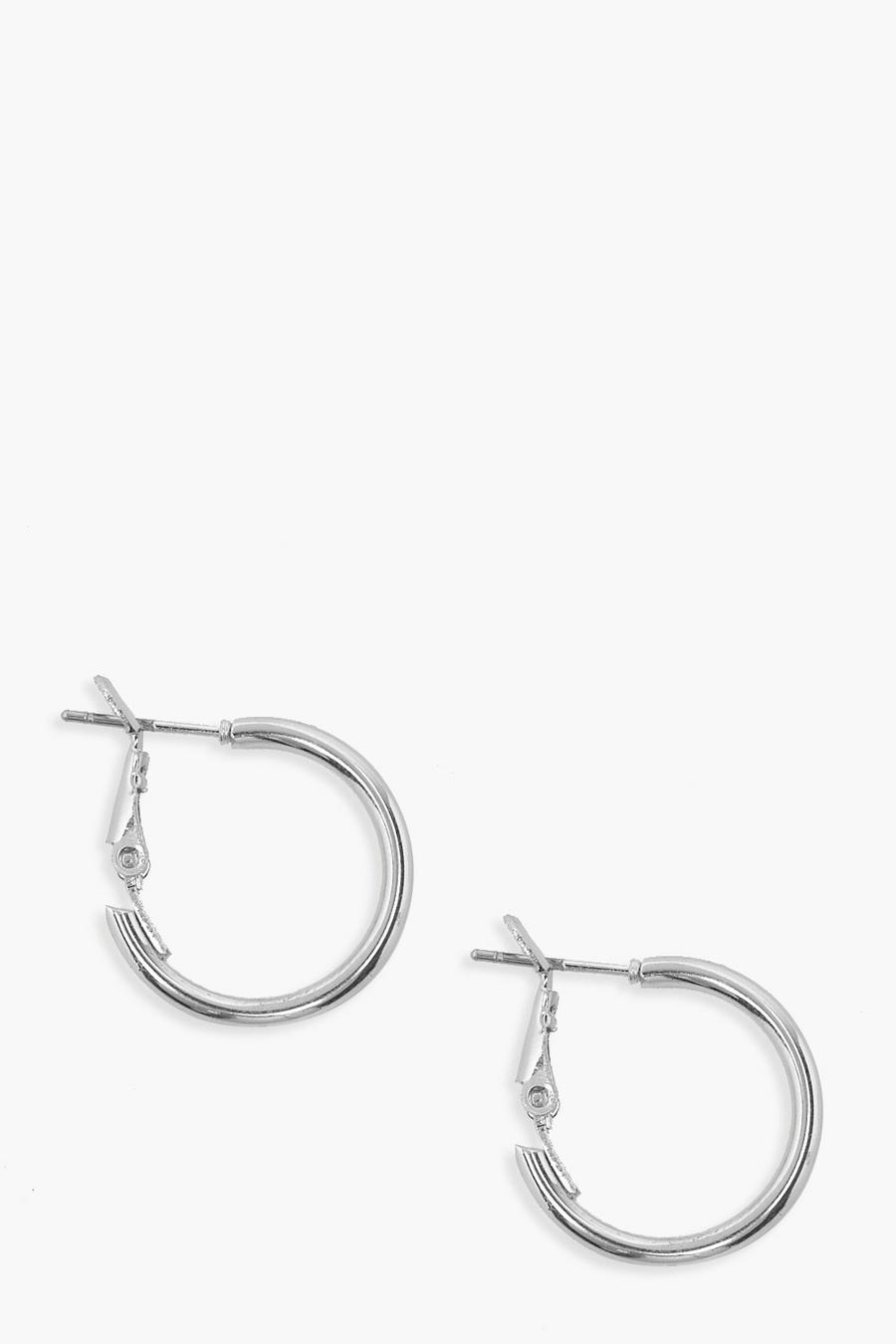 Silver 2cm Basic Hoop Earrings image number 1