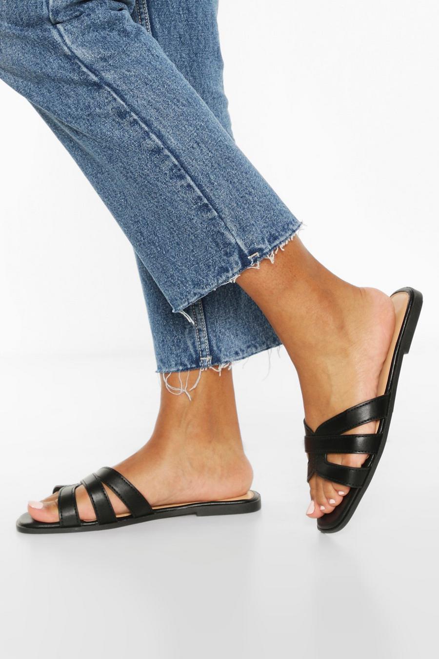 Sandalias con tiras cruzadas, Negro