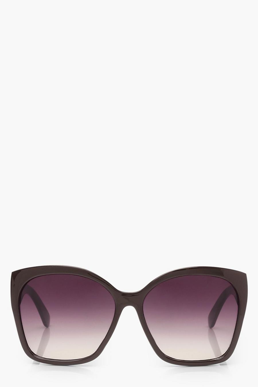 Klassische Oversize Sonnenbrille, Schokoladenbraun