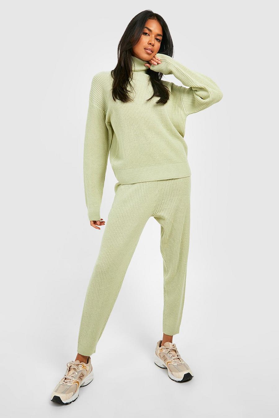 Sage Turtle Neck Knitted Tracksuit