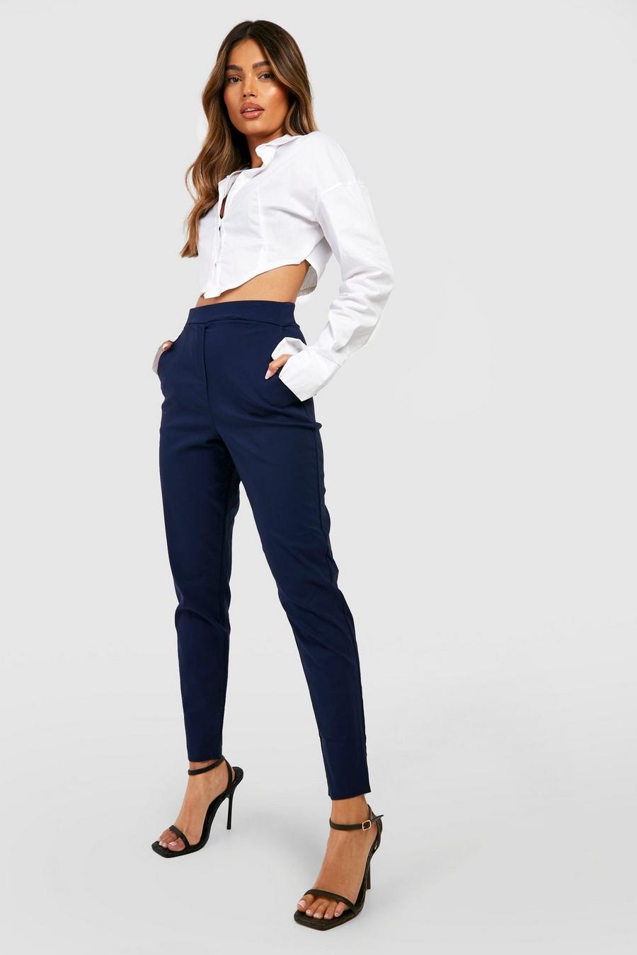 Navy Super Stretch Tapered Tailored Pants