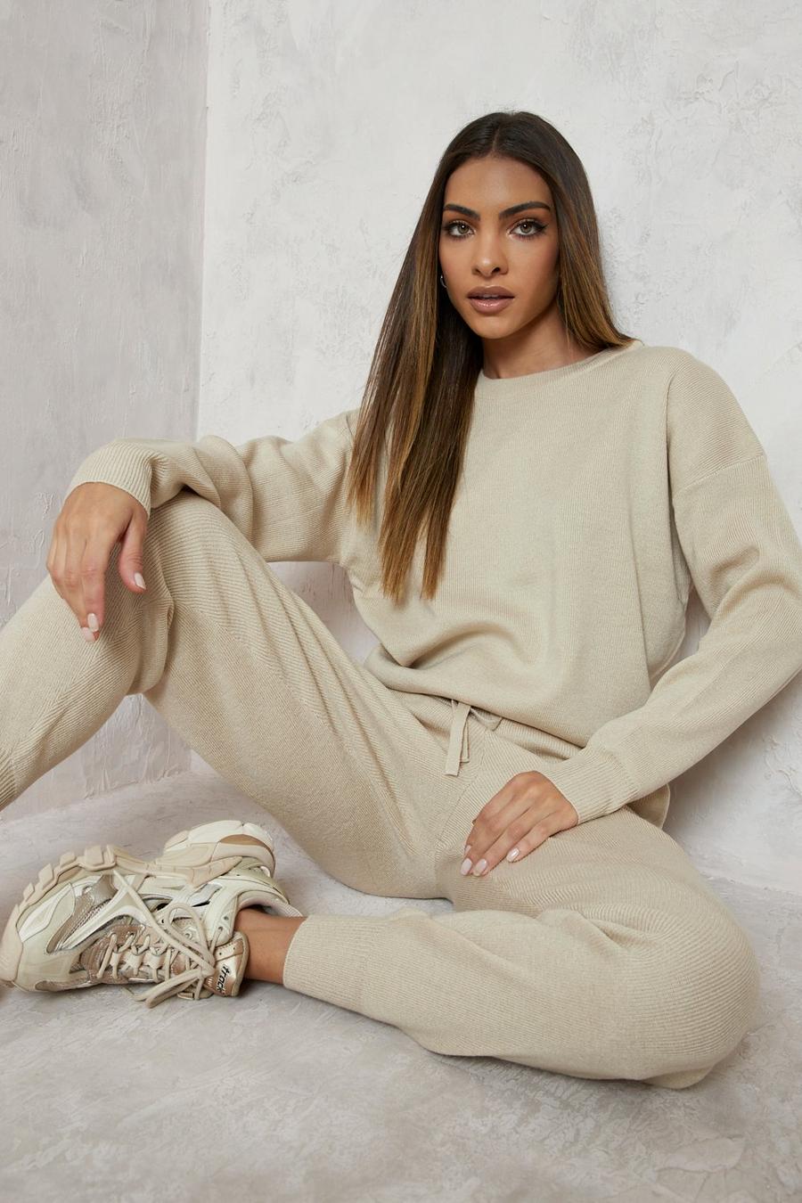 Ecru Knitted Tracksuit