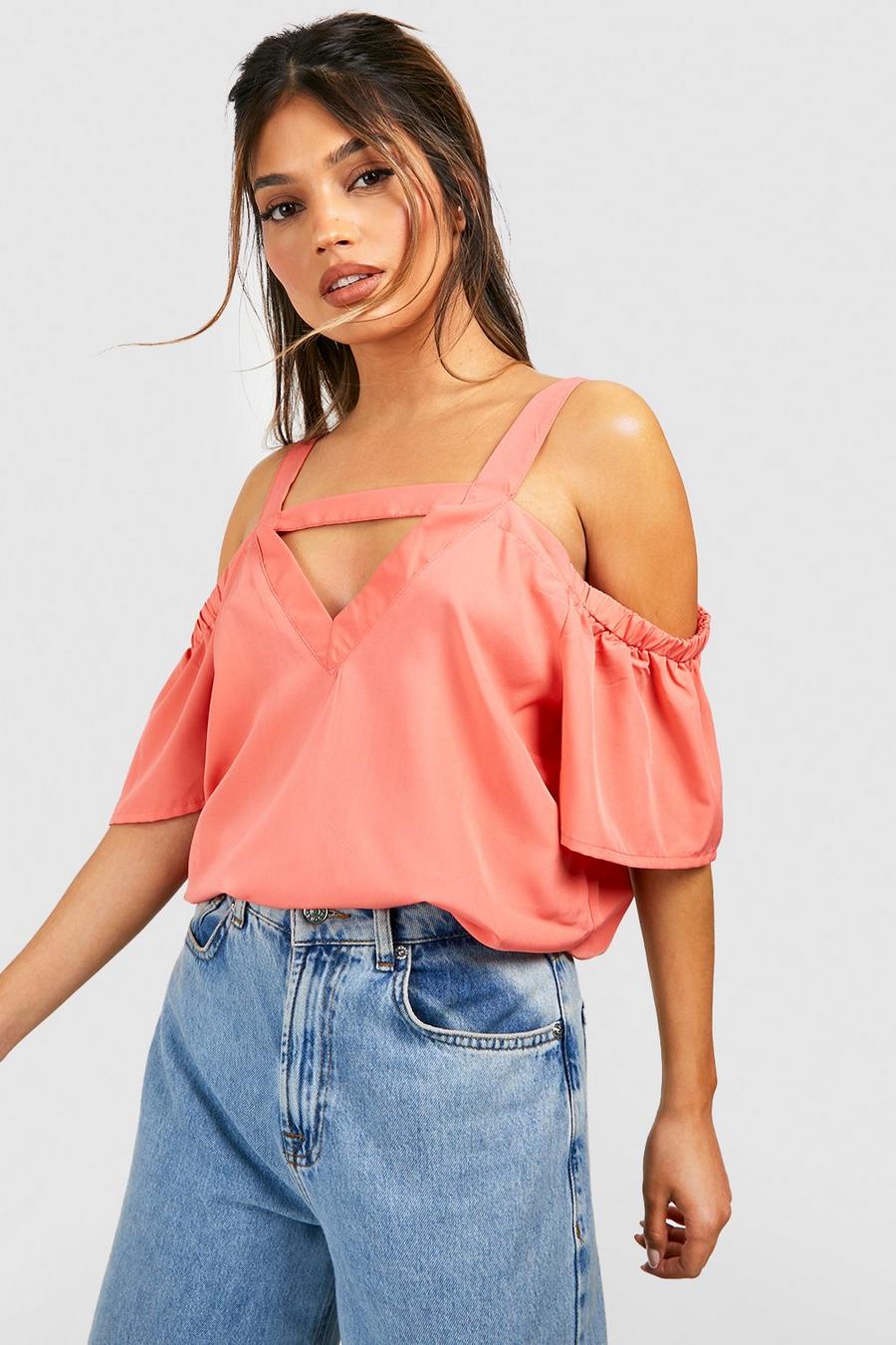 Coral Cold shoulder-topp med cut-outs
