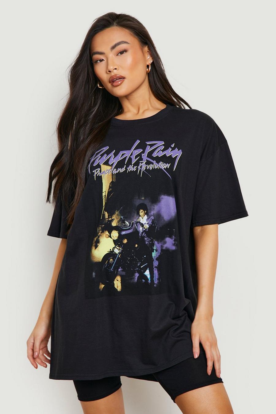 Band T-Shirt mit Princee Purple Rain Print, Schwarz