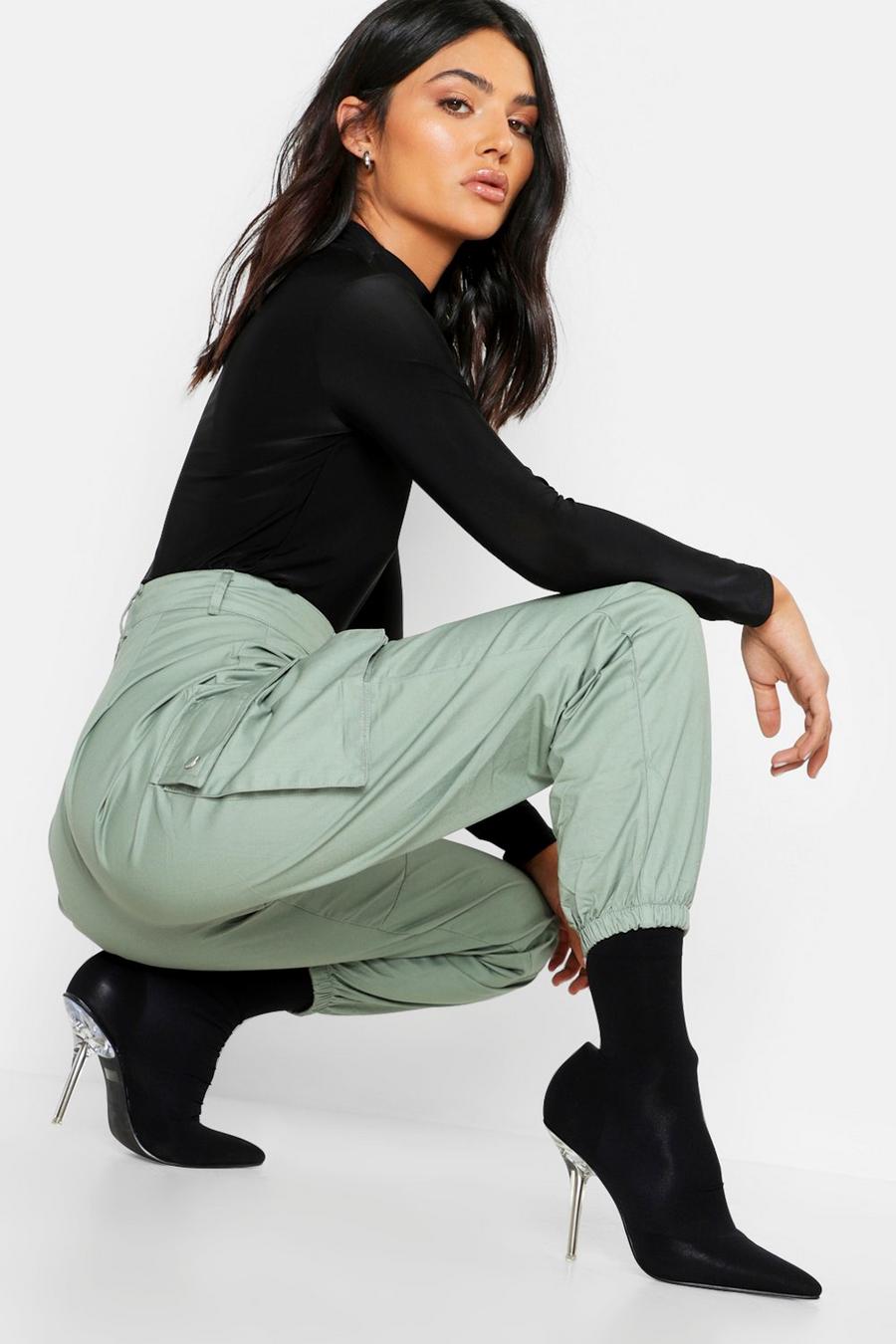 Sage High Waisted Casual Woven Cargo Pants