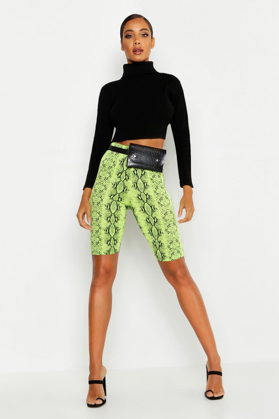 Lime Neon Snake Cycling Shorts image number 1