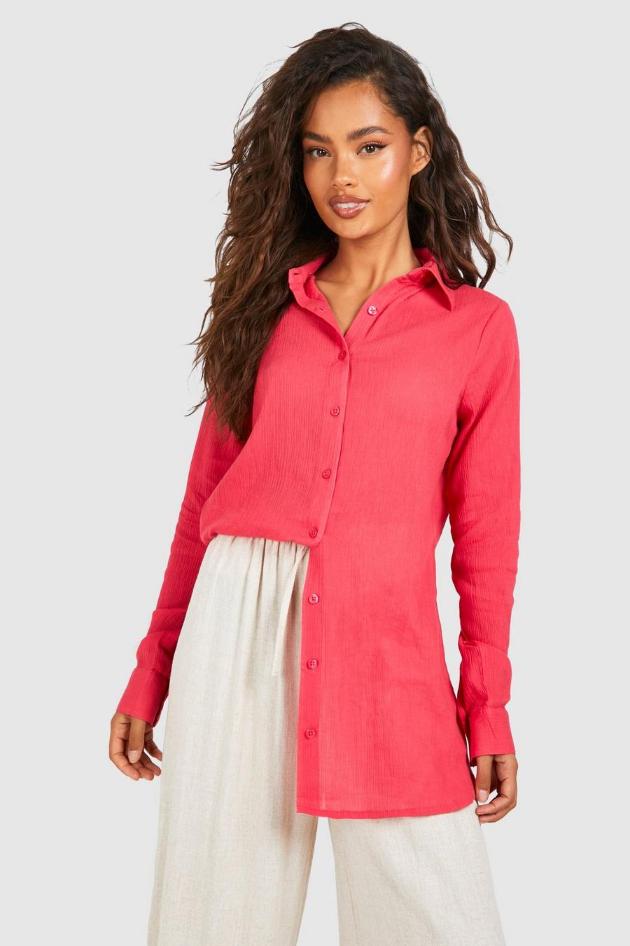 Pink Cheesecloth Oversized Shirt
