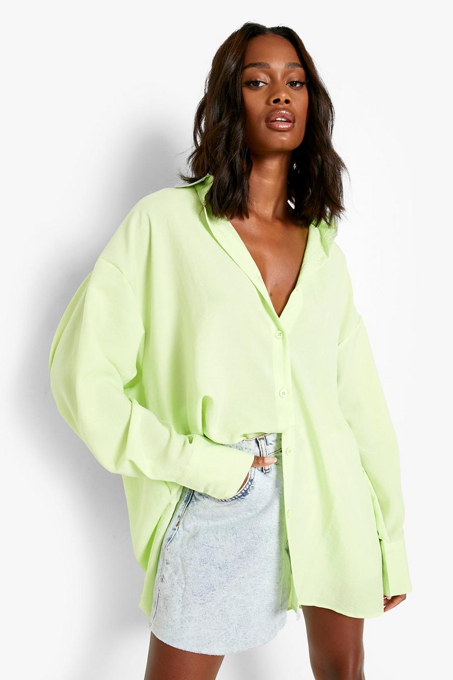 Lime Lightweight Marl Oversized Shirt 