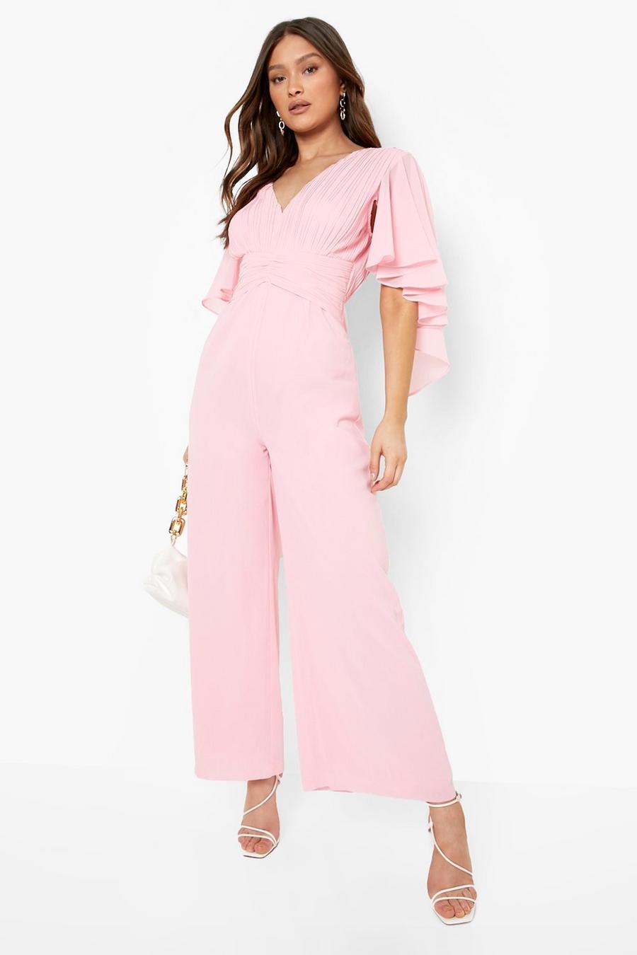 Blush pink Pleated Detail Culotte Jumpsuit