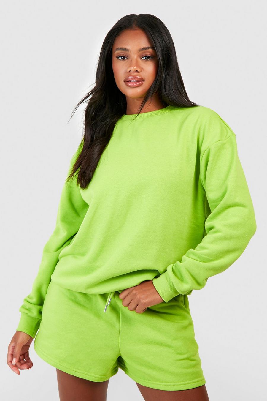 Lime Sweater Short Tracksuit With Reel Cotton