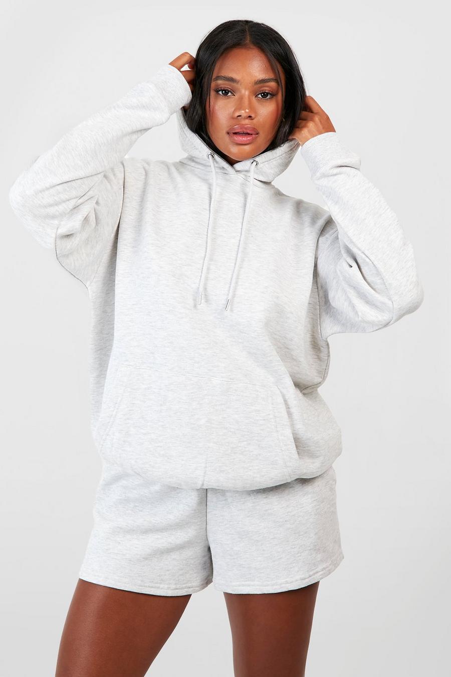 Ash grey Hooded Short Tracksuit With Reel Cotton