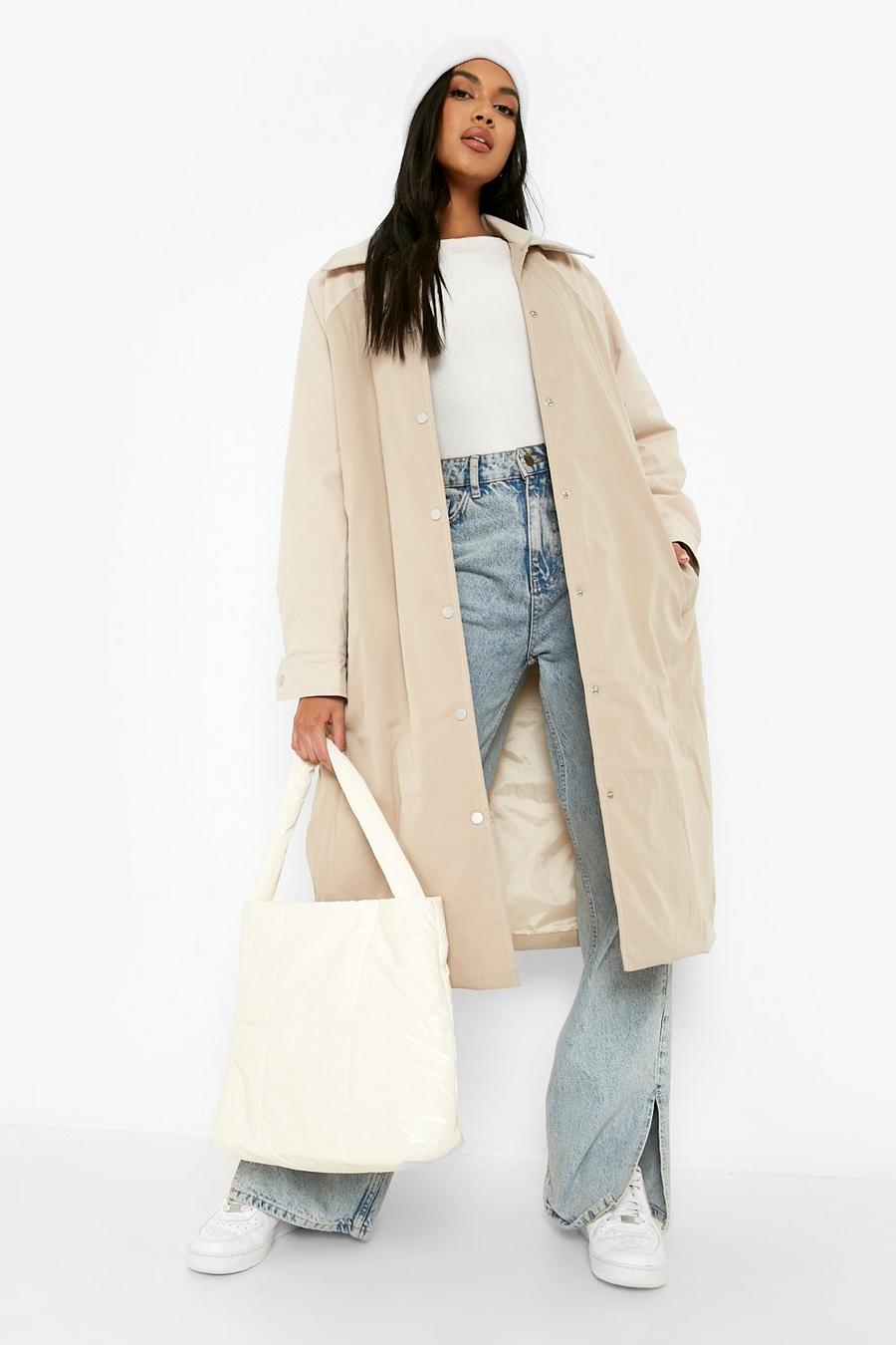 Stone Padded Contrast Trench Coat
